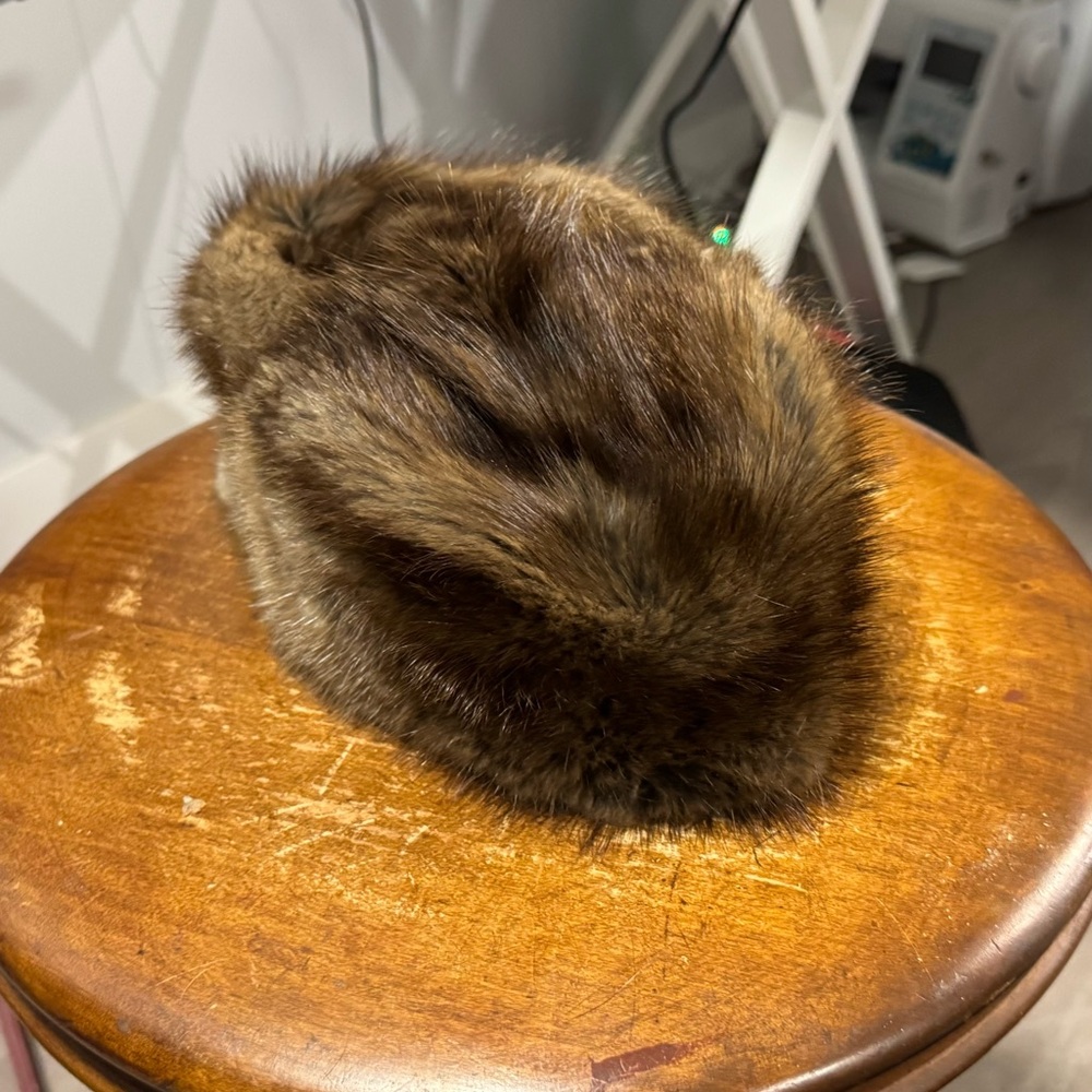 vintage authentic mink fur hat hunting style